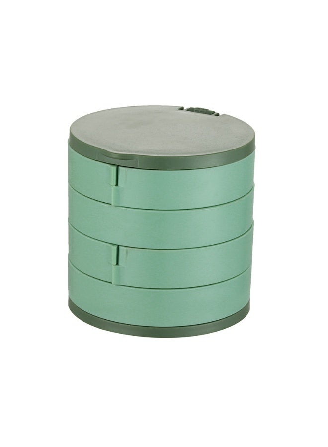 4-Layer Acrylic Jewelry Box, Multi-Compartment Hair Accessories Storage Box, 360° Rotating Bathroom Container for Hairbands, Earrings, Rings and Necklaces for Girls Women(Green) - Image 2