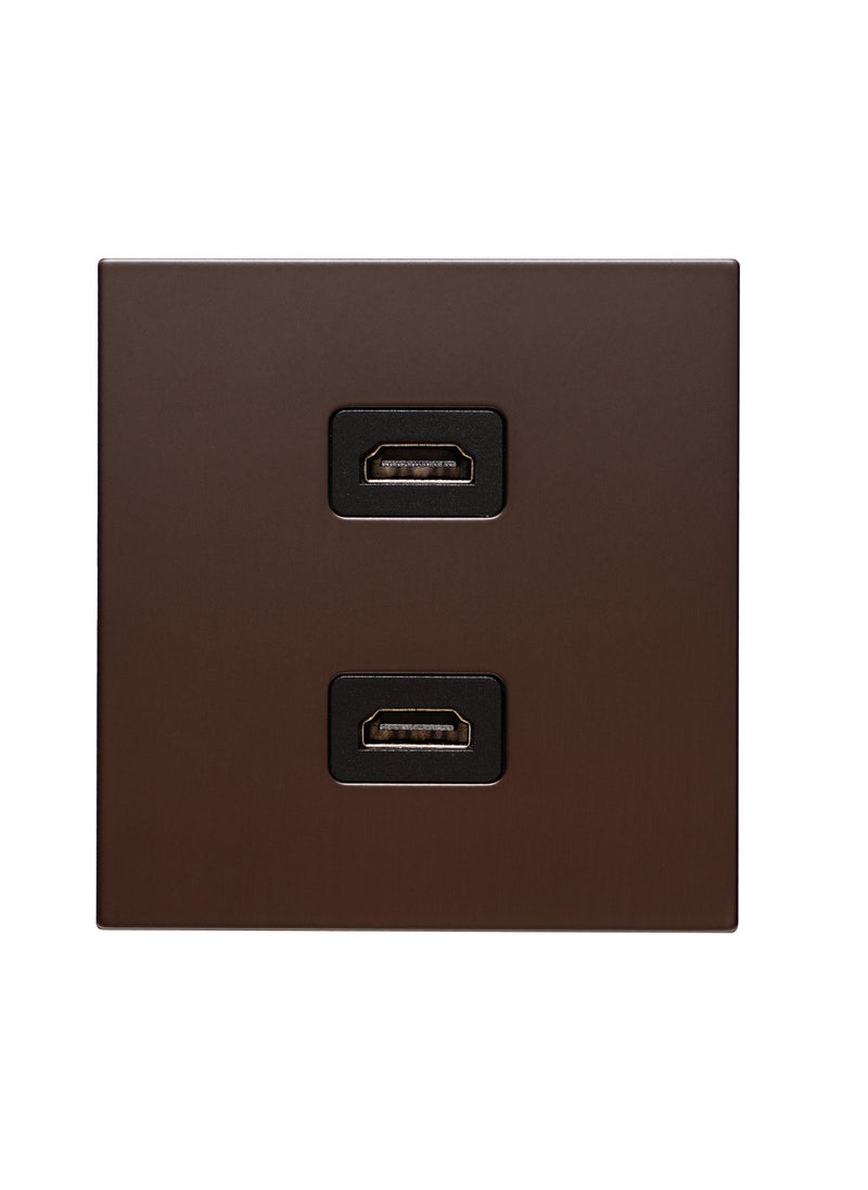 Donmarco - Double HDMI Socket – Ultra Slim Stainless Steel Panel , Fire-Resistant , 3-Year Warranty (Dark Antique Brass) - Image 1