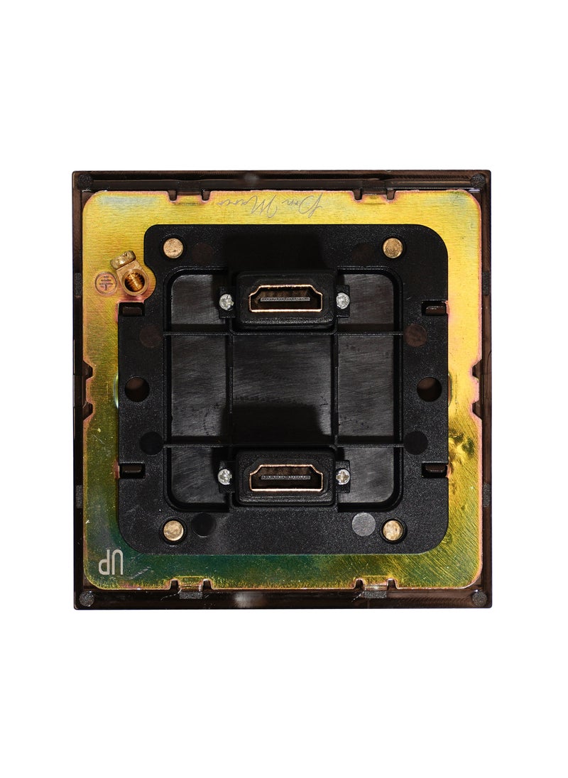 Donmarco - Double HDMI Socket – Ultra Slim Stainless Steel Panel , Fire-Resistant , 3-Year Warranty (Dark Antique Brass) - Image 1