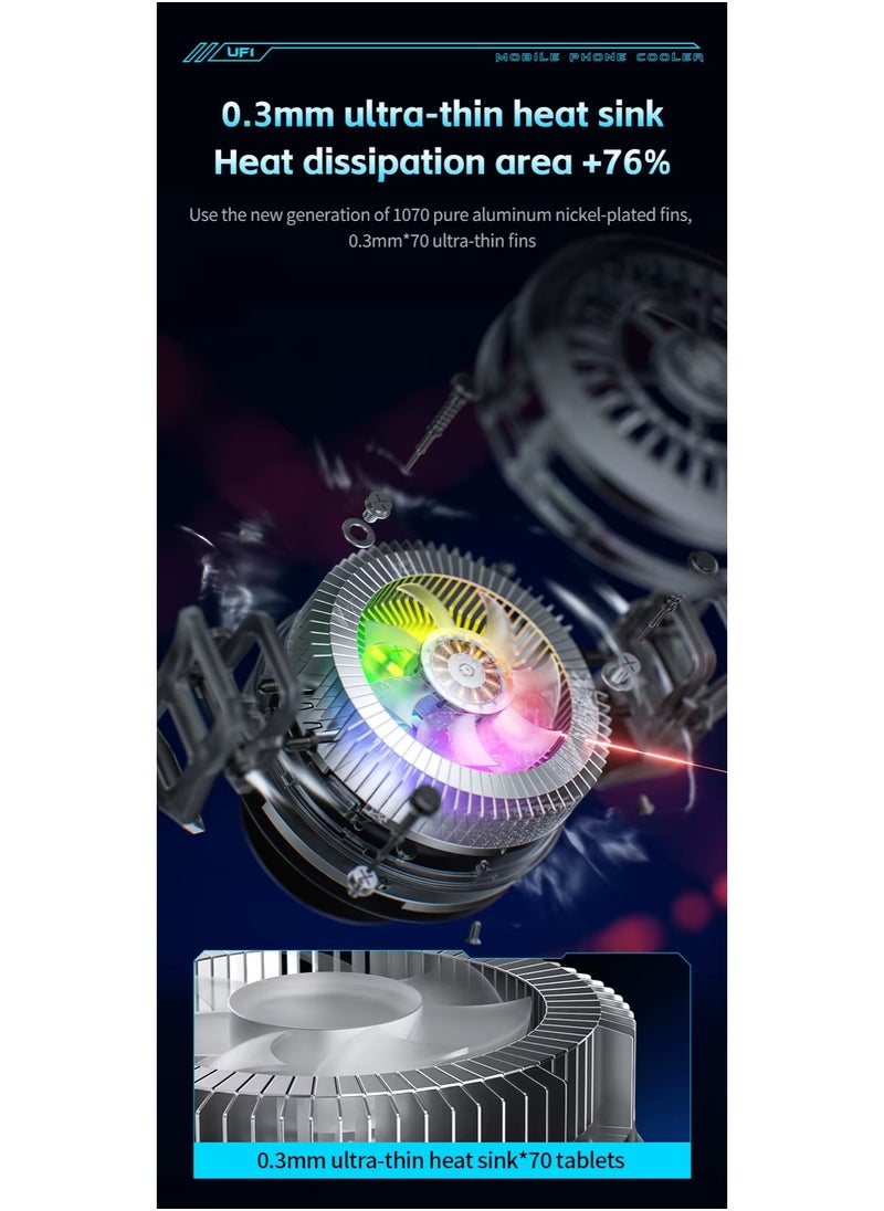 Plextone Plextone UF1 Cooling Fan with RGB Lighting Portable Phone Cooler Magnetic Suction RGB Light Mini Semiconductor Cooling Fan for Gaming  - Image 5