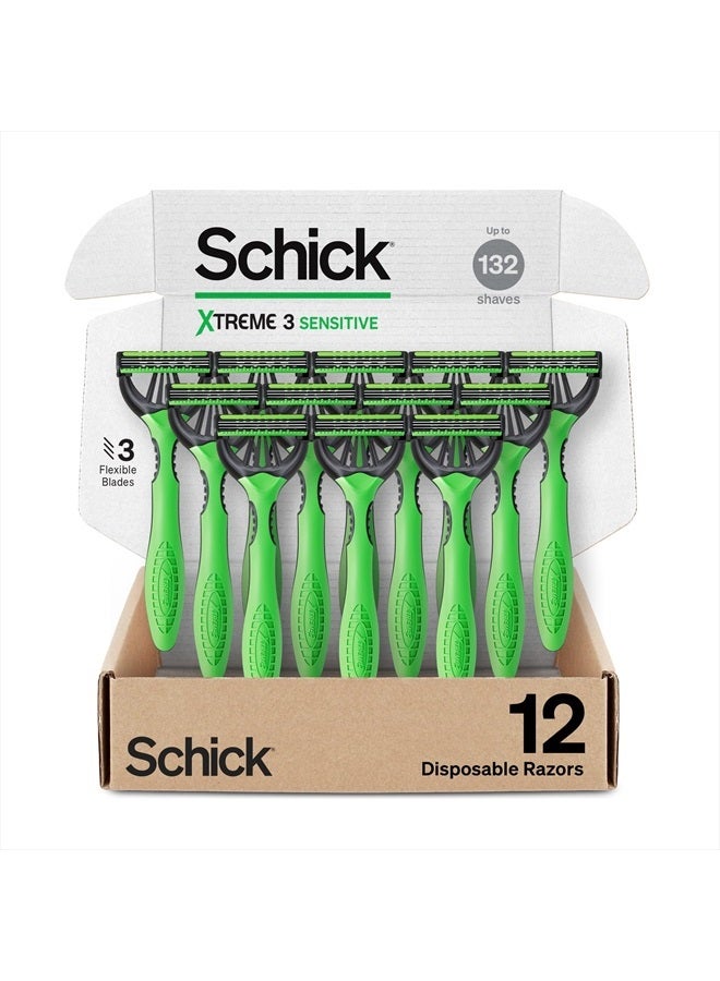 schick شفرة إكستريم 3 الأصلية — شفرة رأس قابلة للتخلص للبشرة الحساسة، 12 قطعة - Image 1