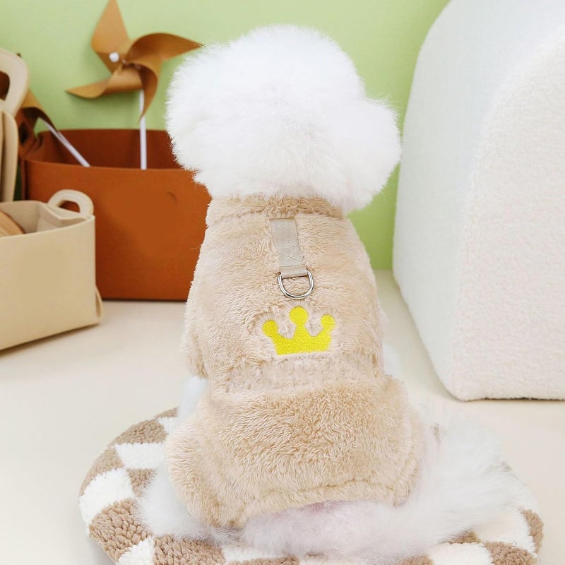 Thermal Dog Sweater with Crown Pattern, Thick Plush Warm Puppy Coat, Comfortable Four-Leg Pet Garment, Size M, Winter Clothes for Small Dogs - Image 5