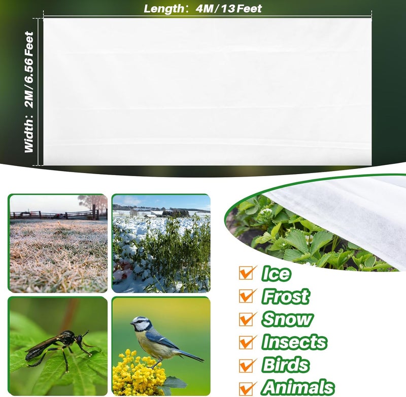 MAQIHAN Plant Cover - 6.5 ft x 13 ft Plant Covers Freeze Protection, Winter Plant Covers Freeze Protection, Reusable Floating Row Cover Frost Blankets for Outdoor Plants Frost Cloth Garden Row Covers - Image 2