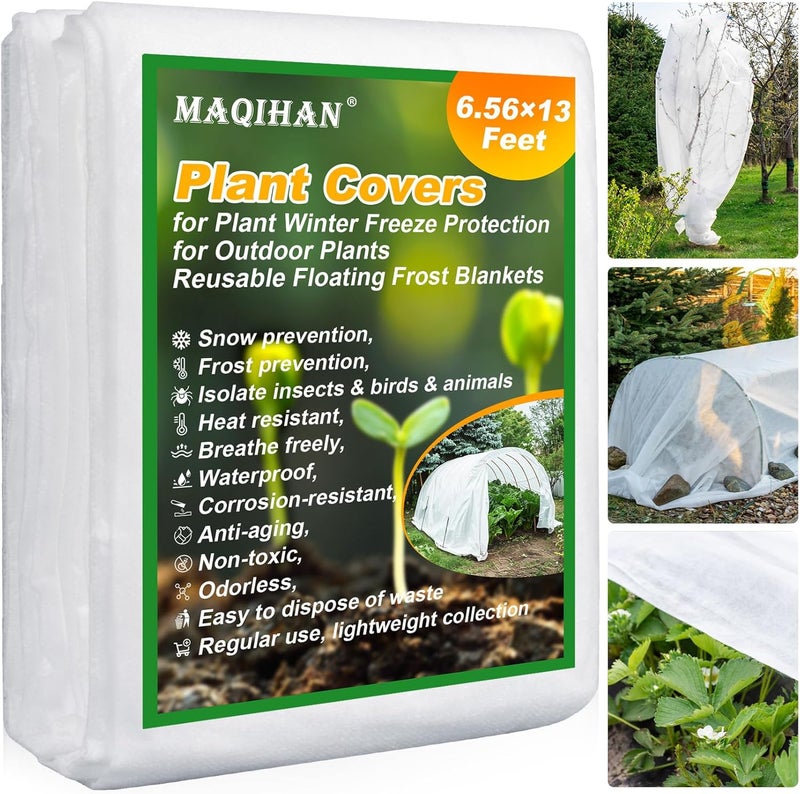 MAQIHAN Plant Cover - 6.5 ft x 13 ft Plant Covers Freeze Protection, Winter Plant Covers Freeze Protection, Reusable Floating Row Cover Frost Blankets for Outdoor Plants Frost Cloth Garden Row Covers - Image 1
