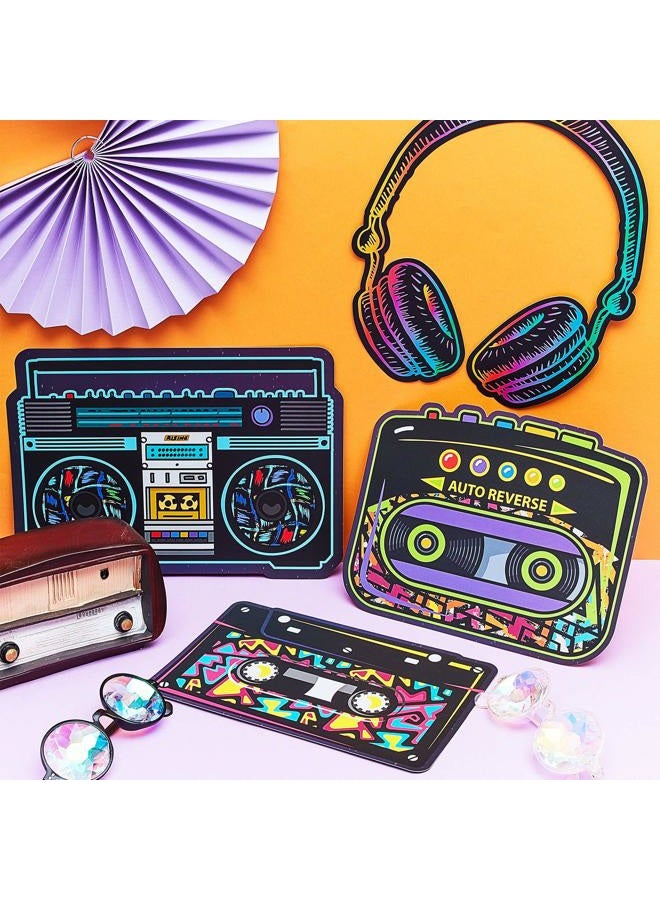 Outus 80's Party Decorations, 10 to 12 Inch 80's Cutouts Large Cassette Player Cutouts Headphones Cutouts Radio Cutouts for 1970s Party Decoration 1980's Theme Party Decorating Kit Retro Design (24 Pieces) - Image 4