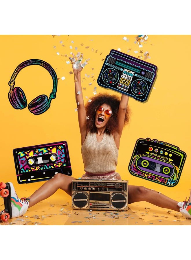 Outus 80's Party Decorations, 10 to 12 Inch 80's Cutouts Large Cassette Player Cutouts Headphones Cutouts Radio Cutouts for 1970s Party Decoration 1980's Theme Party Decorating Kit Retro Design (24 Pieces) - Image 5