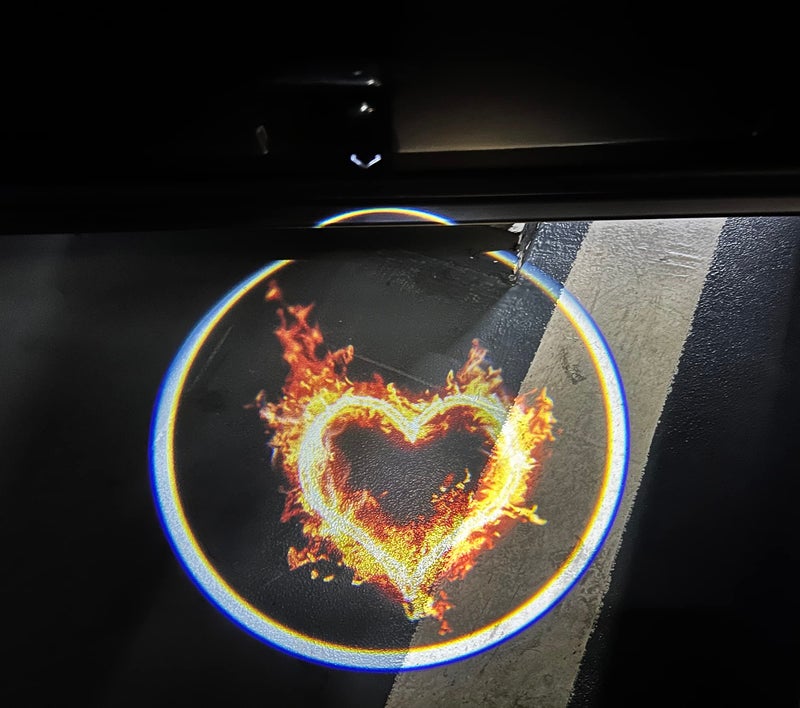 NewL 2 Pcs Led Car Door Welcome Light Logo for Red Fire Heart Symbol Projector Lights Ghost Shadow Light - Image 5