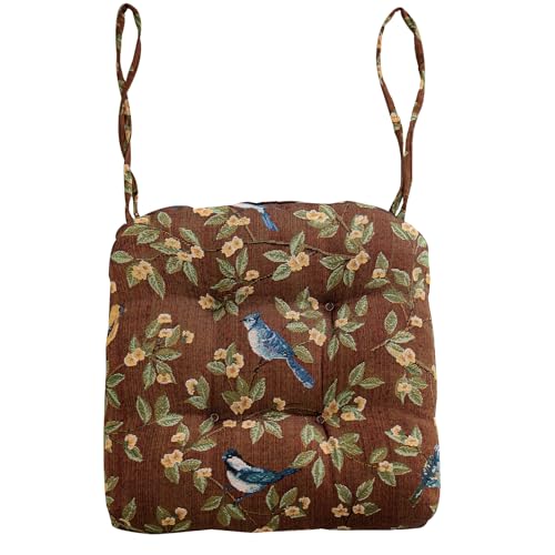 vctops Farmhouse Bird Print Chair Cushions with Ties UShaped Soft Comfortable Chair Pads Non Slip Seat Cushions for Indoor Dining Room and Kitchen Chairs Coffee16x16 - Image 1