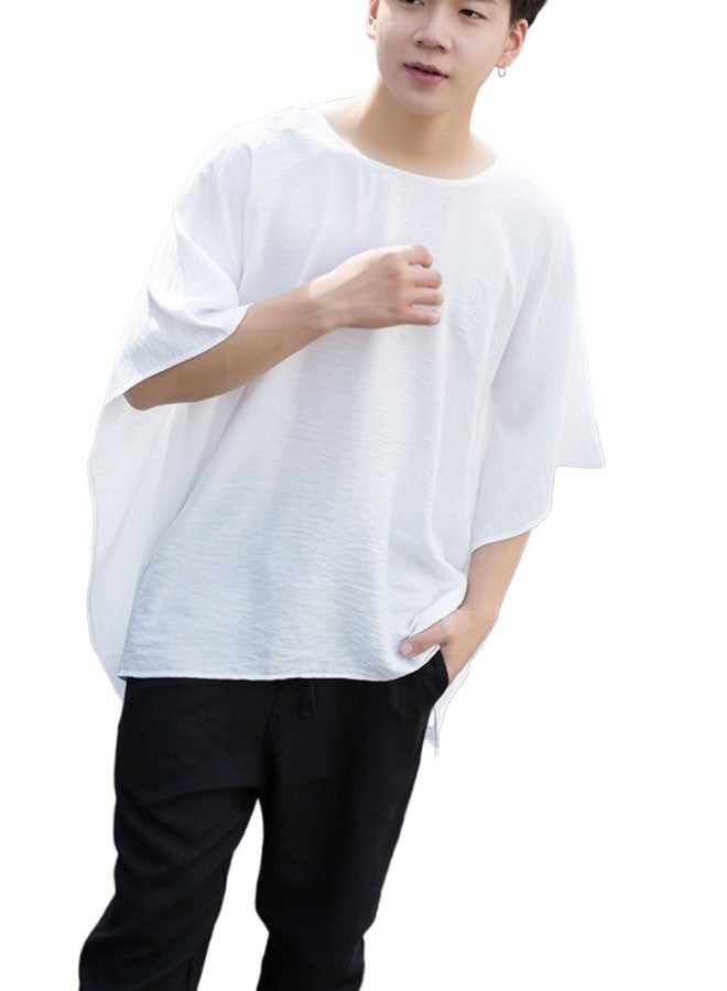 Summer men's simple ultra-loose short-sleeved T-shirt-white  - Image 1