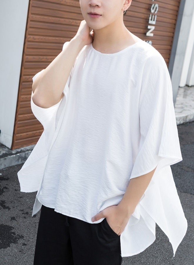 Summer men's simple ultra-loose short-sleeved T-shirt-white  - Image 3