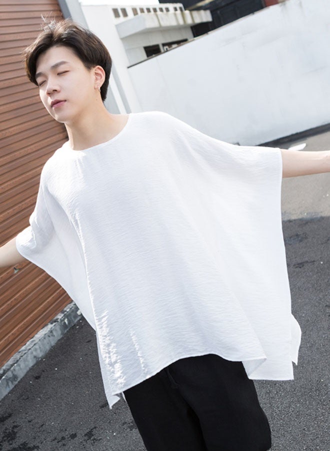 Summer men's simple ultra-loose short-sleeved T-shirt-white  - Image 4