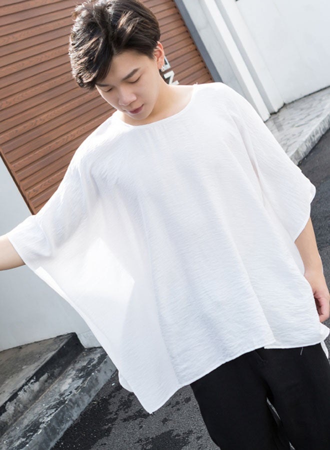 Summer men's simple ultra-loose short-sleeved T-shirt-white  - Image 2