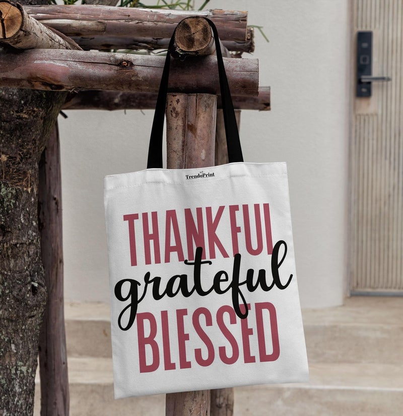 TrendoPrint حقائب توت بيضاء من القماش للنساء بسحاب سعة 15 كجم، حقيبة كلية للفتيات، حقيبة توت مصنوعة من القطن العضوي 100% للتسوق والسفر والشاطئ - Image 4