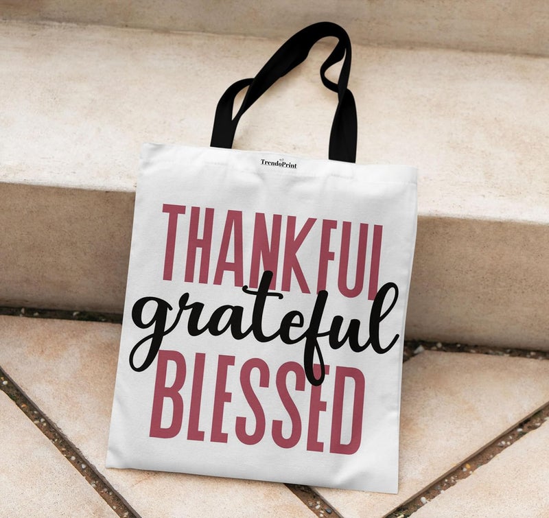 TrendoPrint حقائب توت بيضاء من القماش للنساء بسحاب سعة 15 كجم، حقيبة كلية للفتيات، حقيبة توت مصنوعة من القطن العضوي 100% للتسوق والسفر والشاطئ - Image 3