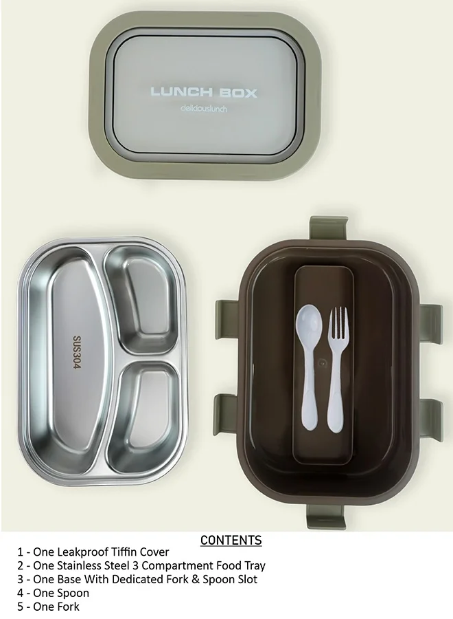 ليتل سربرايز بوكس Little Surprise Box,Solid Brown Stainless Steel Lunch Box For Kids & Adults