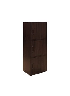 Generic Carlotta 3 Door Storage Cabinet Strong And Sturdy Home Kitchen Organiser Rack Furniture For Dining Room Living Room Kitchen L40xW29xH106 cm Walnut 