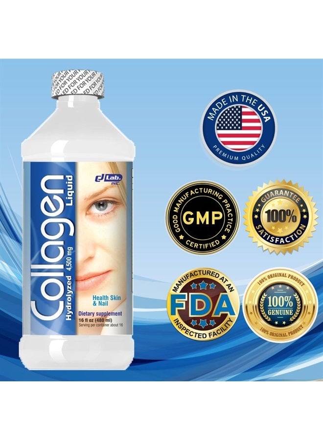 CJ Collagen Hydrolyzed + Vitamin C Liquid Protein Formula - Hair,Skin & Nails(4500 mg.-16 oz) Better Absorption Than Powdered Collagen - - Image 4