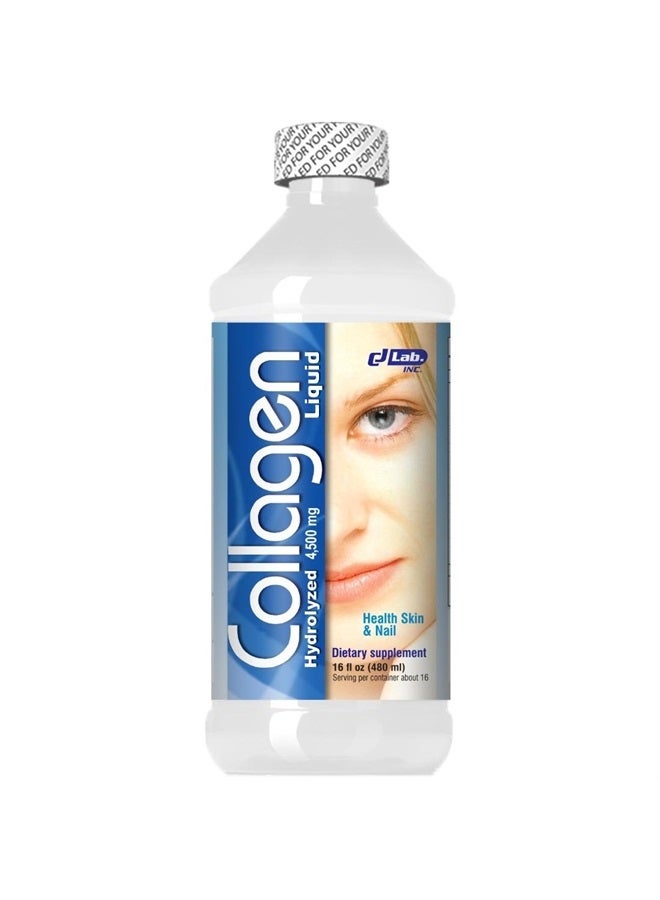 CJ Collagen Hydrolyzed + Vitamin C Liquid Protein Formula - Hair,Skin & Nails(4500 mg.-16 oz) Better Absorption Than Powdered Collagen - - Image 1