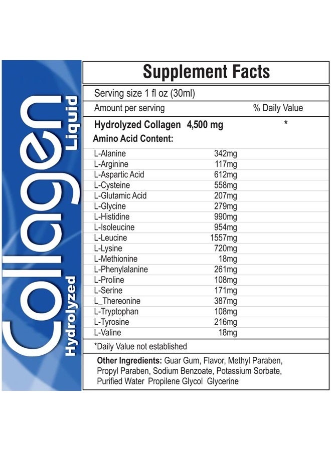 CJ Collagen Hydrolyzed + Vitamin C Liquid Protein Formula - Hair,Skin & Nails(4500 mg.-16 oz) Better Absorption Than Powdered Collagen - - Image 2