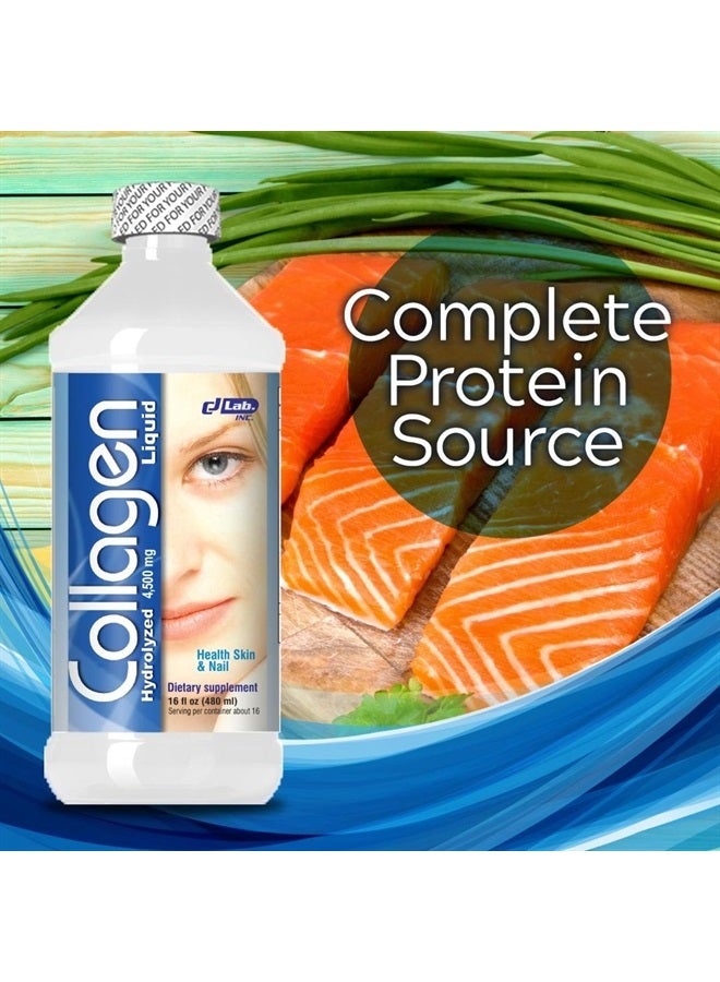 CJ Collagen Hydrolyzed + Vitamin C Liquid Protein Formula - Hair,Skin & Nails(4500 mg.-16 oz) Better Absorption Than Powdered Collagen - - Image 5