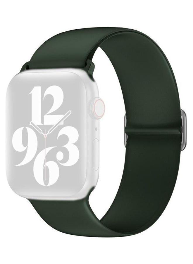 NIBEMINENT Elasticity Silicone Replacement Watchband For Apple Watch Series 6/SE/5/4 44mm - 3/2/1 42mm Dark Green  - Image 1