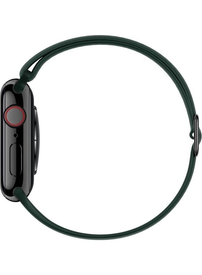 NIBEMINENT Elasticity Silicone Replacement Watchband For Apple Watch Series 6/SE/5/4 44mm - 3/2/1 42mm Dark Green  - Image 3