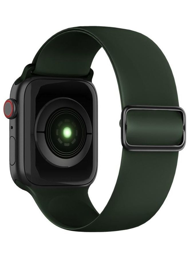 NIBEMINENT Elasticity Silicone Replacement Watchband For Apple Watch Series 6/SE/5/4 44mm - 3/2/1 42mm Dark Green  - Image 2