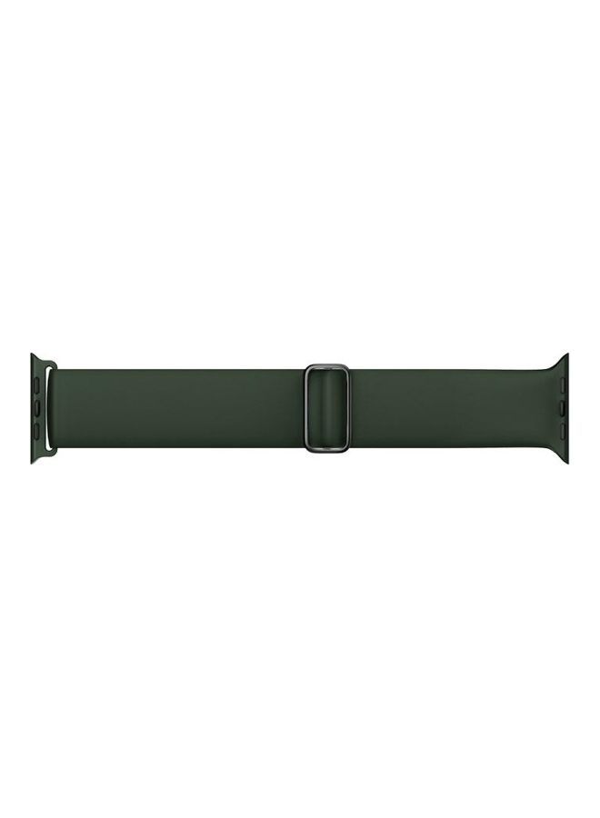 NIBEMINENT Elasticity Silicone Replacement Watchband For Apple Watch Series 6/SE/5/4 44mm - 3/2/1 42mm Dark Green  - Image 4