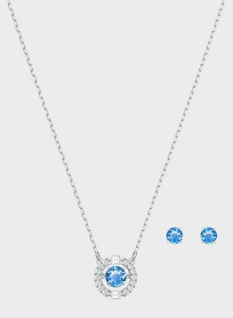 Swarovski Sparkling Round Pendent Necklace+Earrings Set