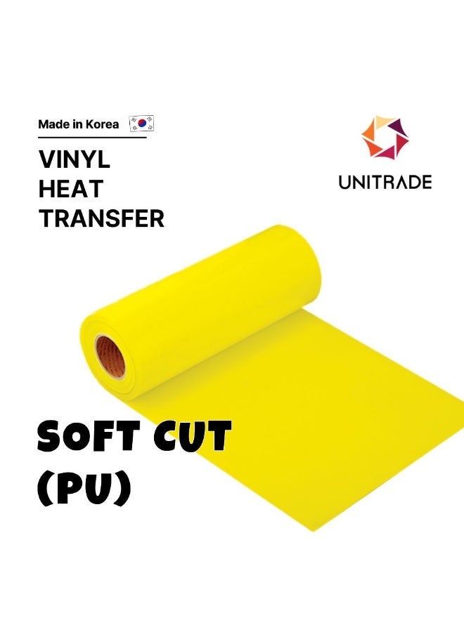 UNITRADE® Soft Cut (PU) Yellow Heat Transfer Vinyl Roll - 51cm x 25m / Compatible with Cricut, Silhouette, Professional Cutters / CPSIA Certified / Made in Korea - Image 1
