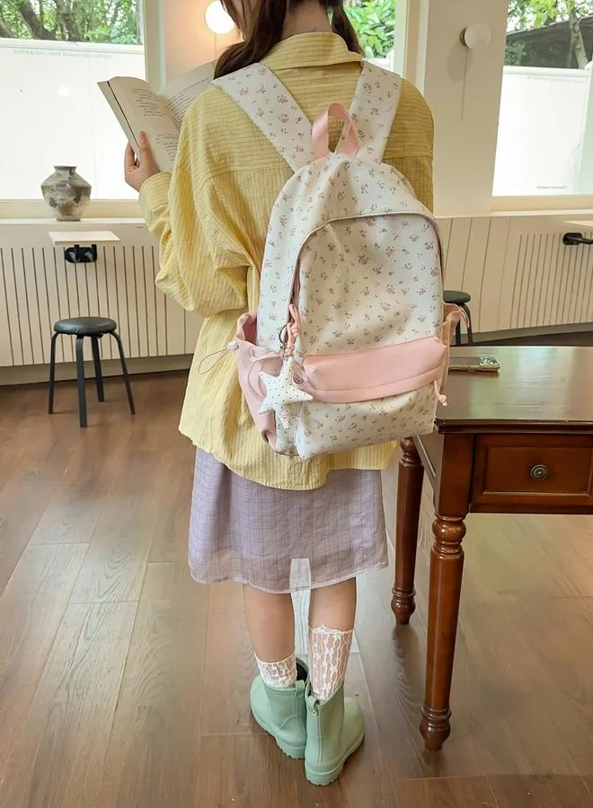 Take Two Girls Ditsy Print Backpack With Zip Pocket