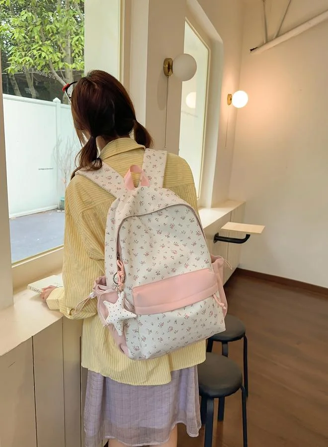 Take Two Girls Ditsy Print Backpack With Zip Pocket