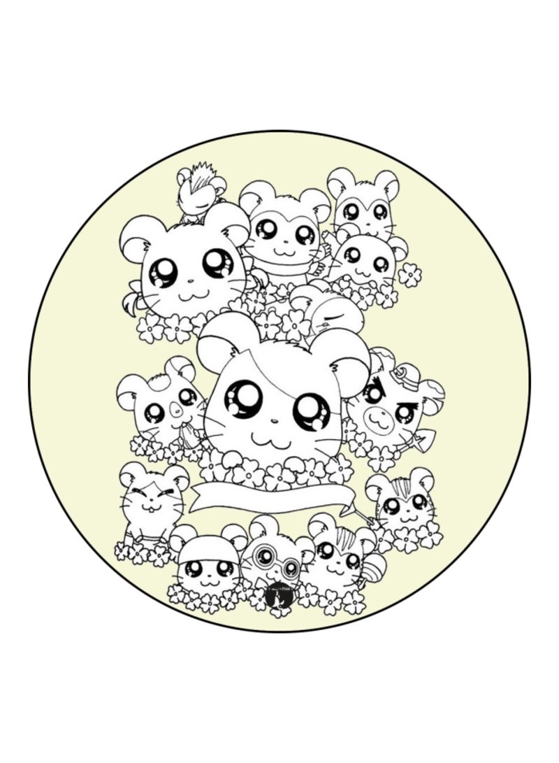 Anime Hamtaro Theme Printed Mouse Pad  Yellow/White/Black