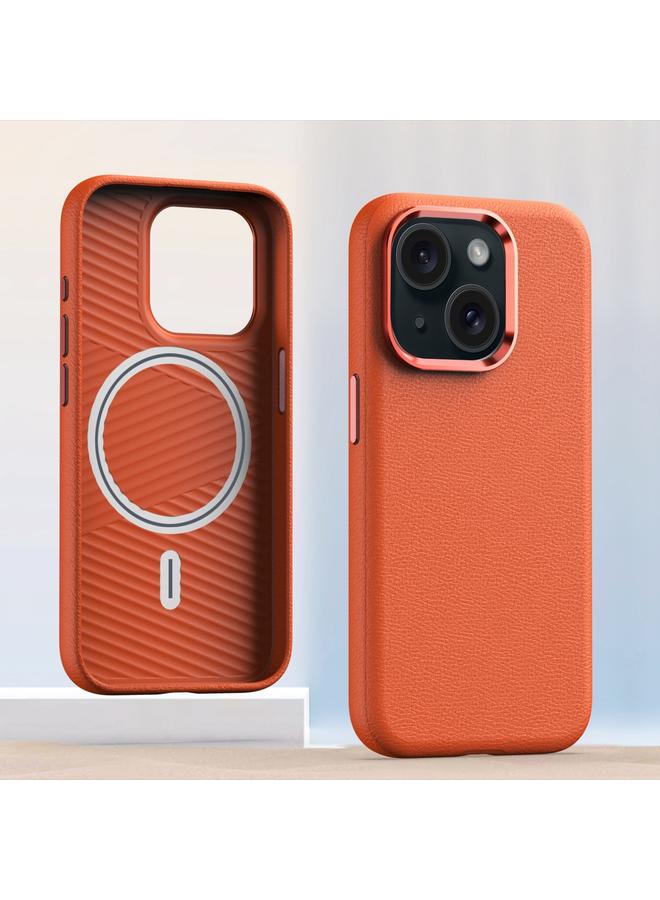 erorex Case For iPhone 13 Metal Lens Frame Leather Magsafe Full Coverage Shockproof Phone Case - Image 1