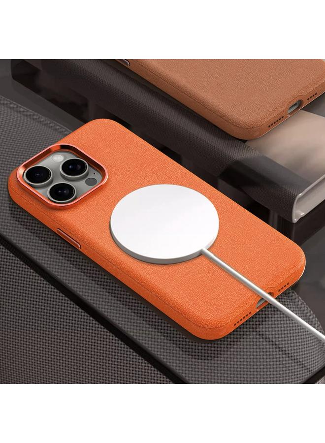 erorex Case For iPhone 13 Metal Lens Frame Leather Magsafe Full Coverage Shockproof Phone Case - Image 2