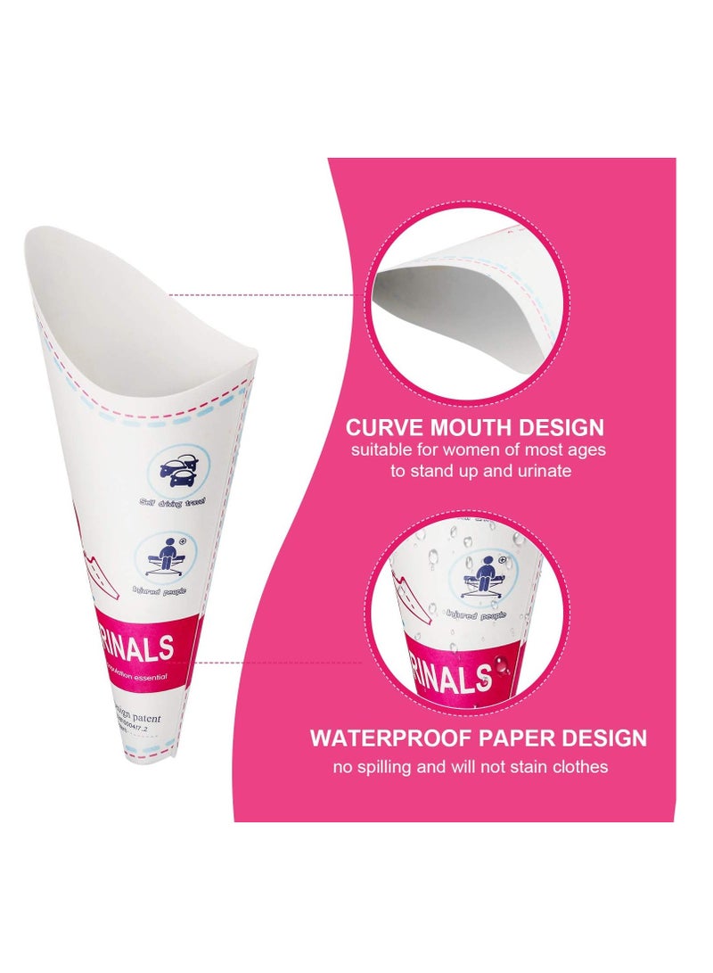 Peachjoy 20Pcs Disposable Female Urination Device Portable Lightweight Women Urinal Funnel Outside Standing Pee Cup Waterproof Paper Standing Urinary Funnel for Camping, Hiking, Pregnant - Image 3