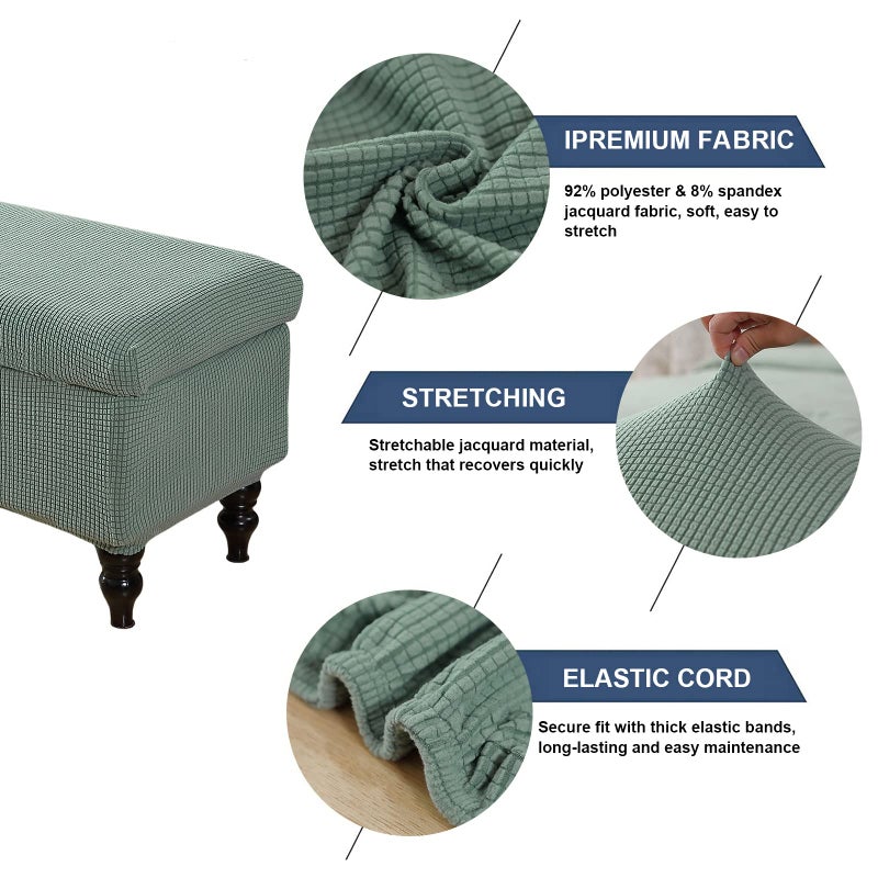 FUANGUI Ottoman Cover Stretch Storage Ottoman Bench Slipcover Jacquard Folding Storage Bench Ottoman Cover Footrest Stool Slipcover Footstool Protector Cover with Elastic Bottom,Medium - Image 3