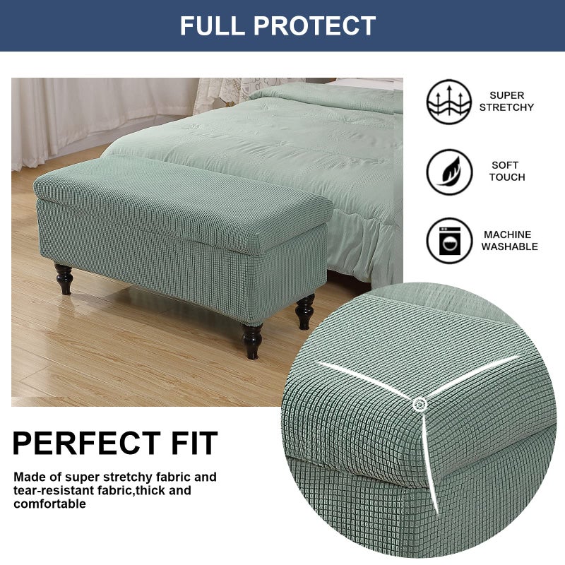 FUANGUI Ottoman Cover Stretch Storage Ottoman Bench Slipcover Jacquard Folding Storage Bench Ottoman Cover Footrest Stool Slipcover Footstool Protector Cover with Elastic Bottom,Medium - Image 4