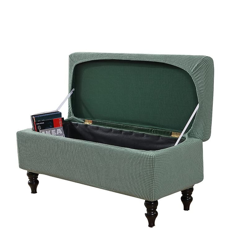 FUANGUI Ottoman Cover Stretch Storage Ottoman Bench Slipcover Jacquard Folding Storage Bench Ottoman Cover Footrest Stool Slipcover Footstool Protector Cover with Elastic Bottom,Medium - Image 1