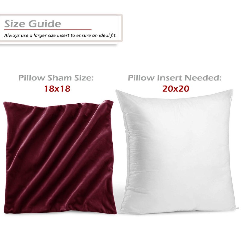 Nestl Throw Pillow Covers  Cozy Velvet Decorative Burgundy Red Pillow Covers 18 x 18 Inches  Soft Solid Couch Pillow Covers for Sofa  Bed and Car  Set of 2 - Image 2