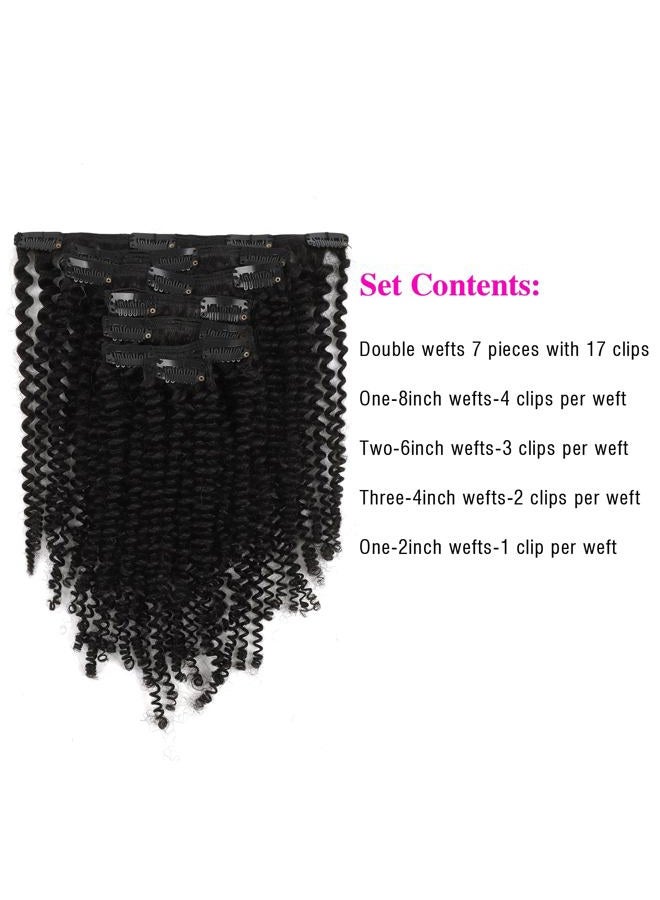 Sassina Real Thick Clip in Human Hair Extensions Kinky Curly Style 3B 3C Natural Color For African Americans Afro Kinky Curly Clip on 7Pcs-lot 120Grams-set, KC 14 Inch - Image 4
