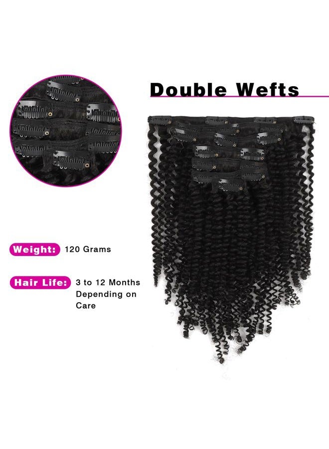 Sassina Real Thick Clip in Human Hair Extensions Kinky Curly Style 3B 3C Natural Color For African Americans Afro Kinky Curly Clip on 7Pcs-lot 120Grams-set, KC 14 Inch - Image 5