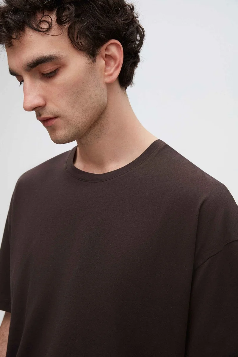 D'S DAMAT Comfort Brown 100% Cotton T-Shirt 6HC14ORT02006