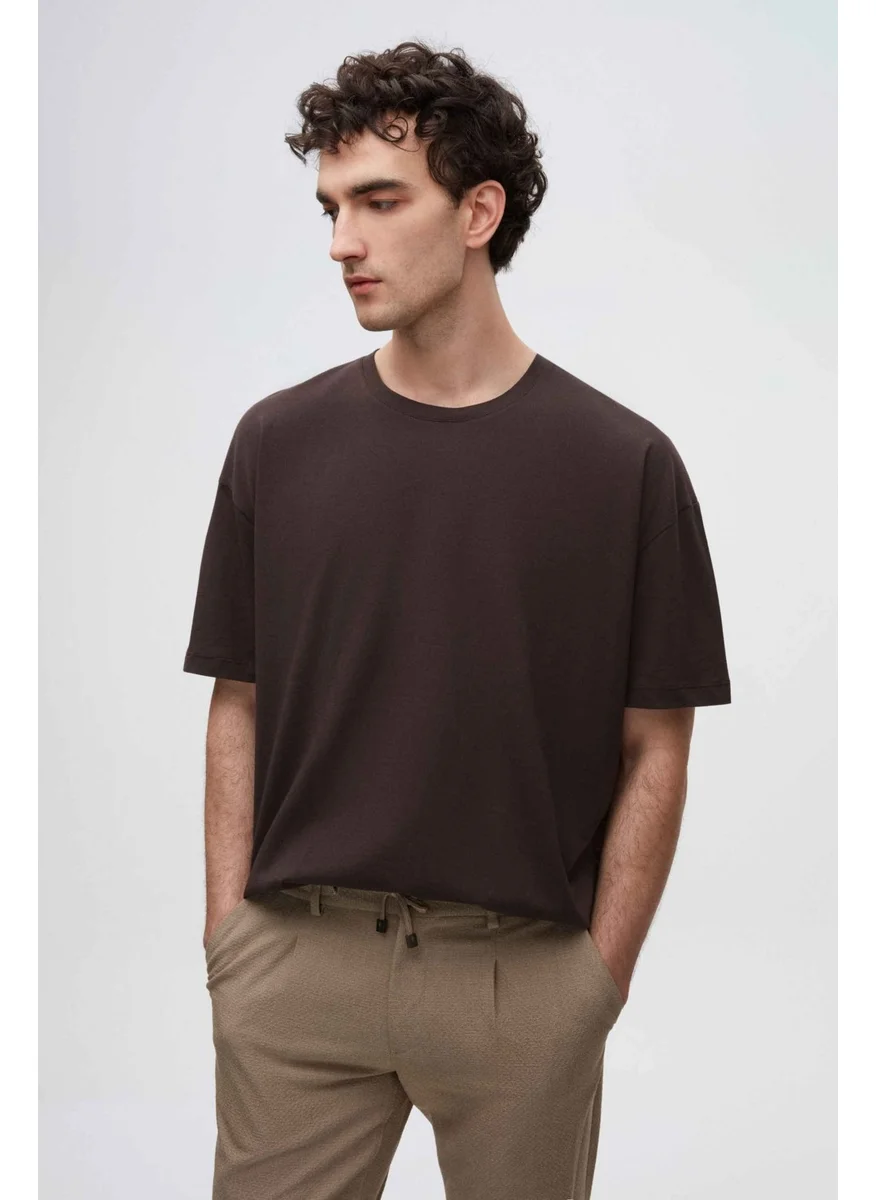 دي أس دامات Comfort Brown 100% Cotton T-Shirt 6HC14ORT02006