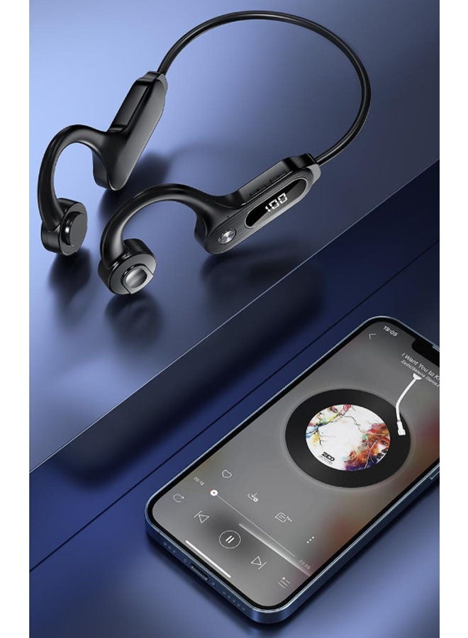 نيوترل سماعة بلوتوث مع خطاف للأذن، فتحة لبطاقة TF + مؤشر رقمي للبطارية + عمر بطارية طويل (أسود) - Image 3