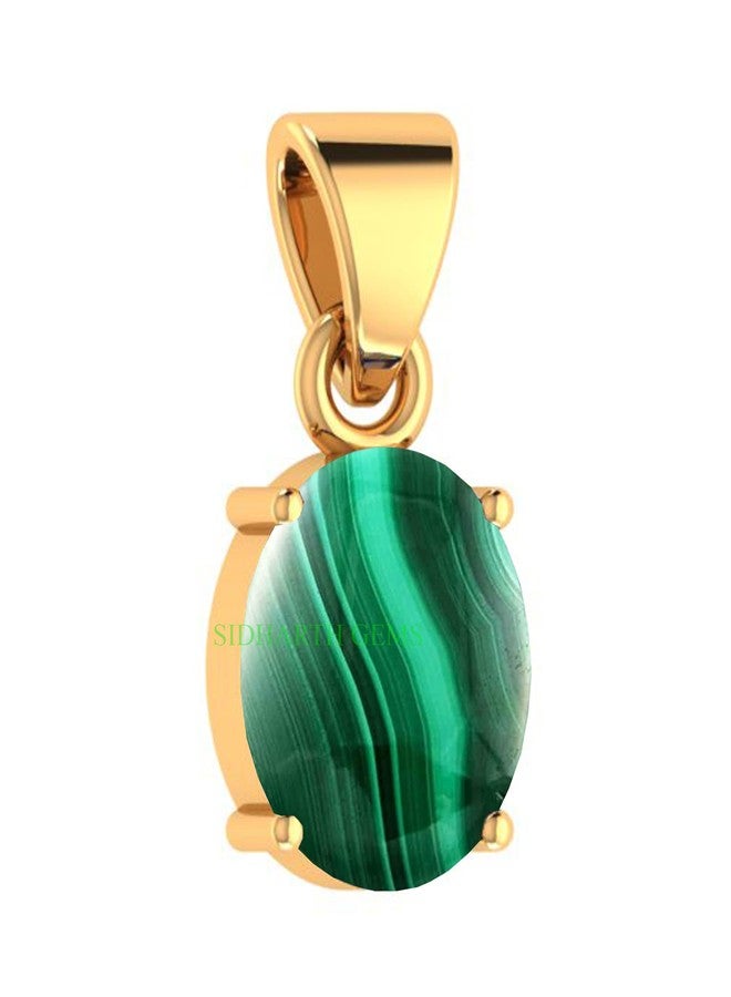SIDHARTH GEMS 7.25 Ratti 6.55 Carat Natural Malachite Gold Plated Pendant (Top AAA+) Quality for Unisex - Image 2