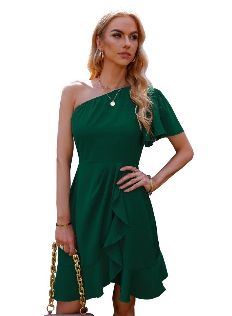 Loquat فستان أنثوي جميل بأجواء عصرية أخضر - Image 1