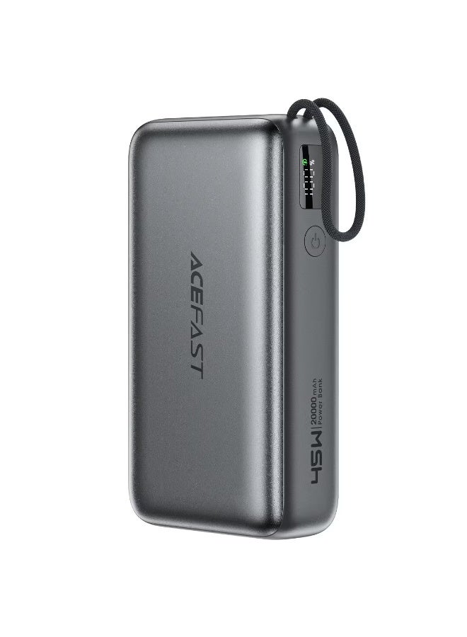 ACEFAST M34 Power Bank 20000mAh PD45W, Built-in Retractable USB-C Cable, 45W Fast Charging, LED Digital Display, 3 Outputs, Airline Safe, USB-A & USB-C - Image 1