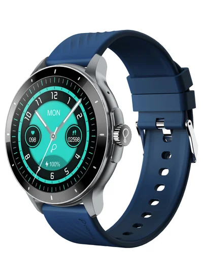 Pebble Polar 1.52" HD Round Display Smartwatch, Quick Notification, Compatible for Android & iOS, BT Calling, SpO2, Heart Rate and Sleep Monitoring, Multi Watch Faces, AI Voice Assistant, Winter Blue