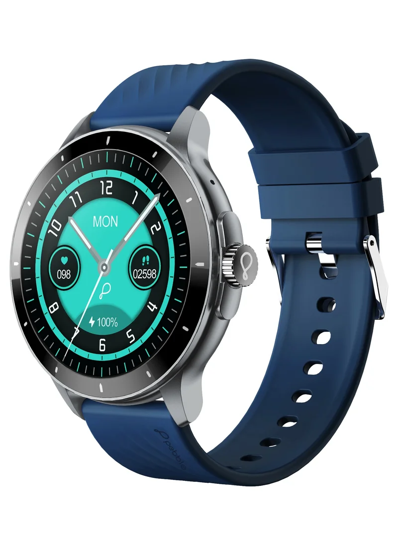 Pebble Polar 1.52" HD Round Display Smartwatch, Quick Notification, Compatible for Android & iOS, BT Calling, SpO2, Heart Rate and Sleep Monitoring, Multi Watch Faces, AI Voice Assistant, Winter Blue